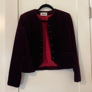 Amazing Vintage Maroon Oxblood Velvet Jacket